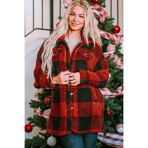 Women's Fuzzy Plaid Midi Coat - Sweet Lover Fashion - 1 of 4