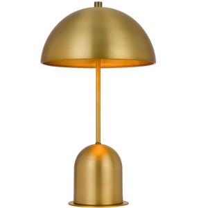 HomeRoots 20" Antiqued Brass Metal Novelty Desk Lamp With Antiqued Brass Dome Shade - 1 of 4