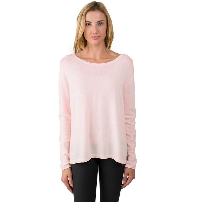 J CASHMERE Women's 100% Cashmere Dolman Sleeve Pullover High Low Sweater, 1 of 3