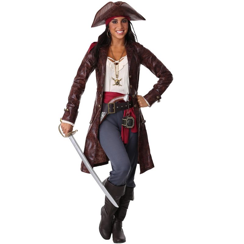 HalloweenCostumes.com Women's Plus Pretty Pirate Captain Costume, 2 of 4