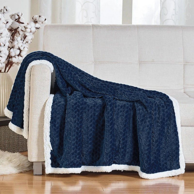 Kate Aurora Ultra Soft & Plush Herringbone Fleece Backing  Sofa Accent Throw Blanket - 50 in. W x 60 in. L, 1 of 2