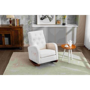 CAVINAS Polyester Glider Rocking Chair with High Backrest,Cozy Upholstered Rocking Chairs,Nursery Accent Chair for Bedroom - 1 of 4