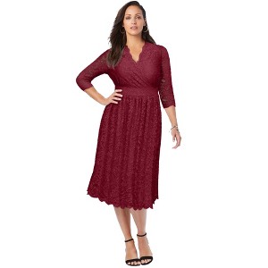 Jessica London Women's Plus Size Stretch Lace A-Line Dress - 1 of 4