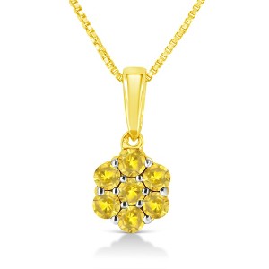 Haus of Brilliance Silver Prong Set Color Treated Diamond Floral Cluster Pendant Necklace - 1 of 4
