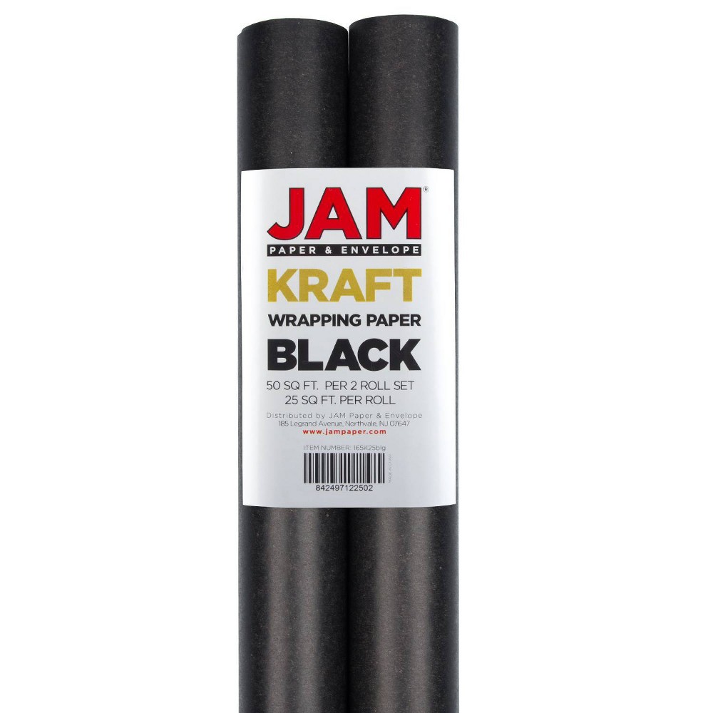 Photos - Other Souvenirs JAM PAPER Black Kraft Gift Wrapping Paper Roll - 2 packs of 25 Sq. Ft.