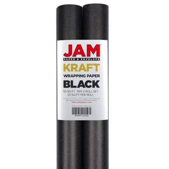 JAM PAPER Black Kraft Gift Wrapping Paper Roll - 2 packs of 25 Sq. Ft.