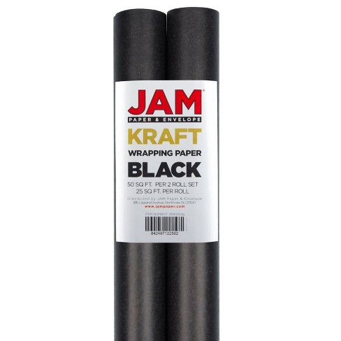 Jam Paper Black Kraft Gift Wrapping Paper Roll - 2 Packs Of 25 Sq