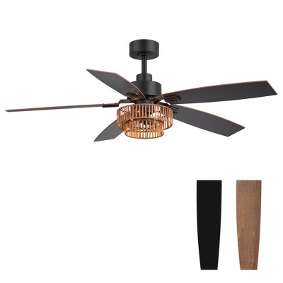 Airsurfer 52-Inch Matte Black 5-Blade Ceiling Fan with Integrated LED Light and Remote