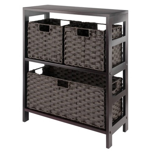 29.21 2 Tier Leo Shelf Storage or Bookshelf Narrow Espresso Finish -  Winsome