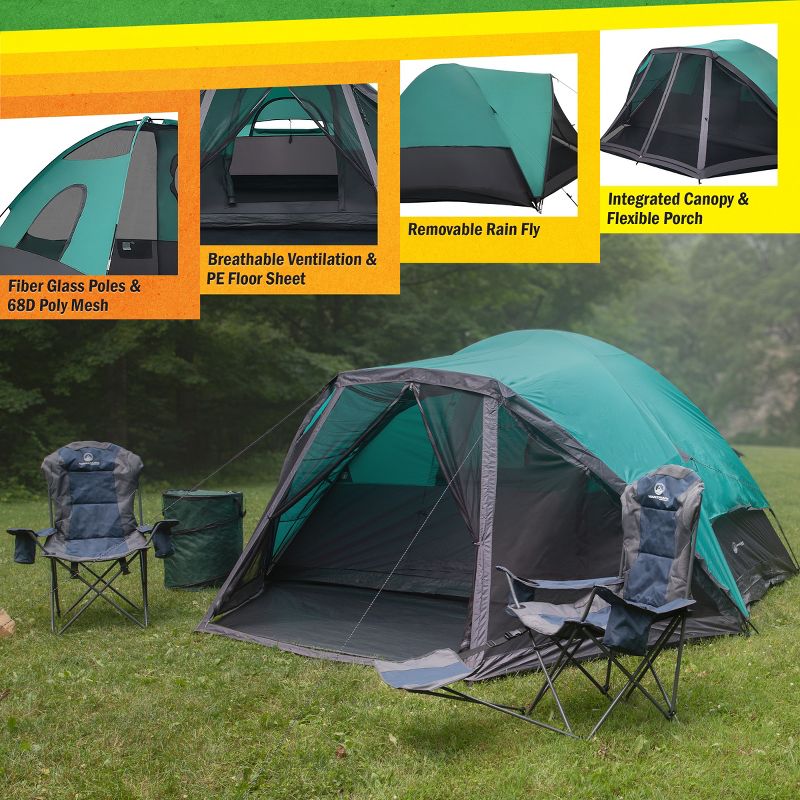 Wakeman Outdoors 6 Man Tent with Screen Room, Teal, 4 of 15