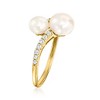 Ross-Simons 5.5-7.5mm Cultured Pearl and .20 ct. t.w. Diamond Bypass Ring in 14kt Yellow Gold - 3 of 4