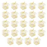 Sparkle and Bash 24 Pack Individual Cupcake Boxes Containers, Cupcake Carrier Holder with Gold Ribbon for Wedding Party Favors