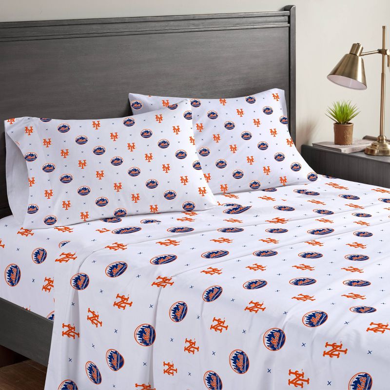 MLB New York Mets Small X Queen Sheet Set, 1 of 4
