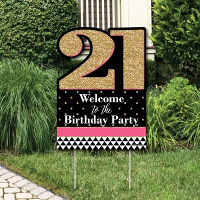 Big Dot of Happiness Finally 21 Girl - Party Decorations - 21st Birthday Party Welcome Yard Sign