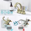 DOMETOUR Bathroom Faucet 2-Handle Brushed Gold with Aerator, Swan Style 4-inch Centerset Vanity Sink with Pop-Up Drain and Supply Hoses, FR4075-BG - 3 of 4