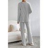 Ribbed Knit V Neck Slouchy Two-piece Loungewear Set - 2 of 2