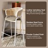LeisureMod Ervilla Wicker Bar Stool with Fabric Seat and White Steel Frame Taupe Leather Set of 2 - 4 of 4