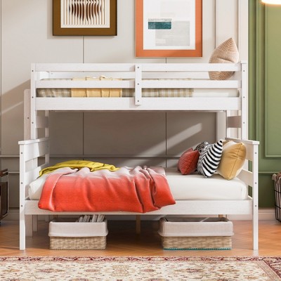 Dolonm White Twin XL Over Queen Solid Wood Bunk Bed