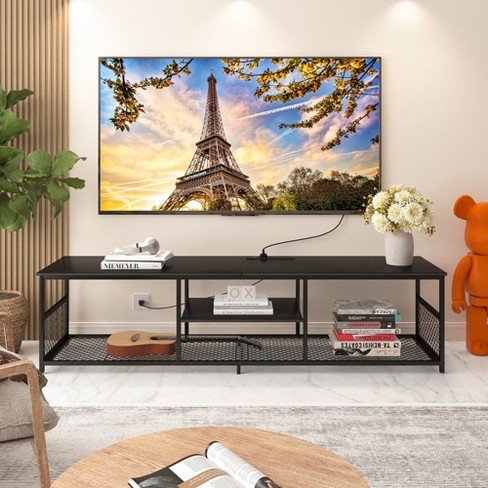 Vecelo 3-tier Industrial Tv Stand For Tvs Up To 70&quot; Media Console 