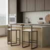 Resenkos Counter Bar Stools, Counter Stool,Set of 2 Faux Leather Upholstered Bar Stools Modern Metal Frame Dining Chairs(Beige) - 3 of 4