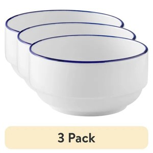 (3 pack) Blue Rim Stoneware Bowl - 1 of 4