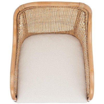 Charlie Dark Natural and White Rattan Barrel Accent Chair