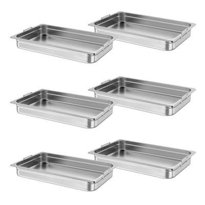 6 Pack Full Size Food Pan, Stainless Steel Steam Table Pans, Restaurant Supplies Stainless Buffet Pans for Home, Party, Restaurant