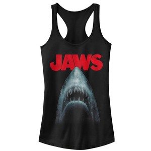 Juniors Womens Jaws Shark Teeth Poster Racerback Tank Top - 1 of 4