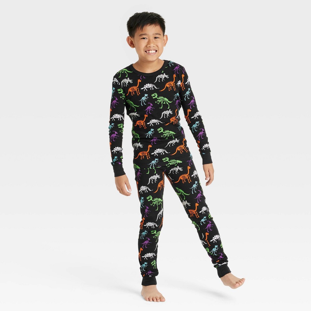Kids' Halloween Dino Skeleton Matching Family Snug Fit Pajama Set - Hyde & EEK! Boutique Black 10