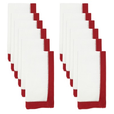 Elegant Two-Tone Hemstitch Napkin Set, 16.5" x 12"
