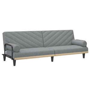 vidaXL Fabric Sleeper Sofas with Adjustable Backrest and Practical Pillows - Light Gray Sofa Bed with Sturdy Plywood Frame - 1 of 4