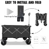 HTUTWOO Utility Collapsible Wagon Cart, Adjustable Handle & Cup Holders, Heavy Duty 400 lbs, All-Terrain Quiet Wheels - 4 of 4