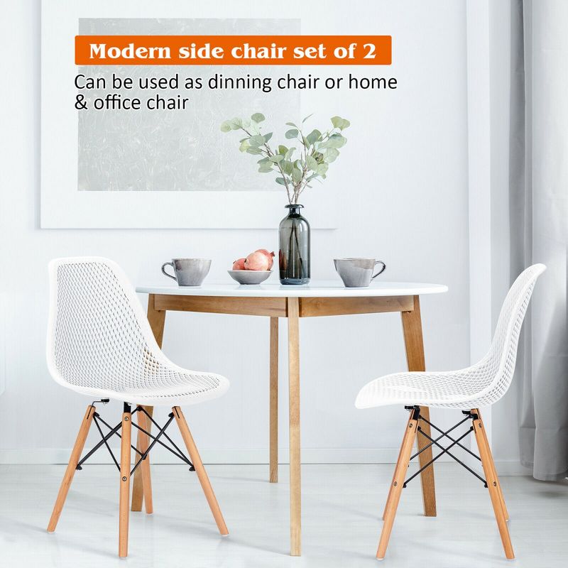 Costway 2PCS Modern DSW Dining Chair Office Home w/ Mesh Design Wooden Legs, 5 of 13