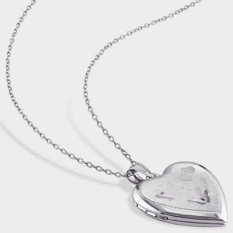 Heart with Handprint Locket Pendant Necklace in Sterling Silver (18"), 3 of 5