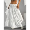 Women's Skirts Elastic Waist Tie Detail Casual Flowy A-Line Midi Skirt - 3 of 4