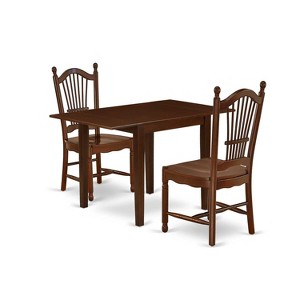 HomeStock 3-Piece Mahogany Finish Solid Wood Top Dining Table Set - 1 of 4