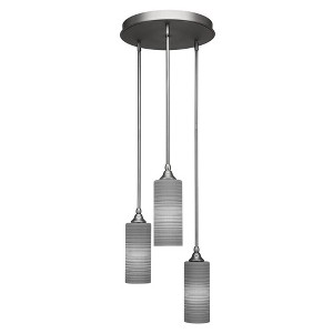 Toltec Lighting Empire 3 - Light Pendant in  Brushed Nickel with 4” Gray Matrix Shade - 1 of 1