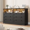 6 Drawer Dresser with RGB LED Lights & Power Outlet, Farmhouse Chest of Drawers with 2 Open Shelves, Wood Dresser TV Stand - 2 of 4