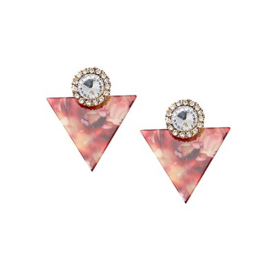 SOHI Women's Pink Triangle Drop Earrings