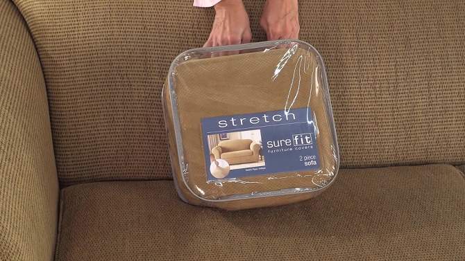 3pc Ultimate Stretch Suede Sofa Slipcovers - Sure Fit, 2 of 5, play video