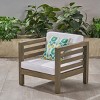 Coolbibila Mid Century Modern Outdoor Wood Club Arm Chair,Slat Design Acacia Wood Lounge Chair,Patio Cushion Side Chair for Pool,Garden - 3 of 4