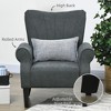 31.5"W Fabric Mid-Century Modern Armchair with Rolled Arms and Wood Legs, Soft & Padded Accent Chair for Living Room - 3 of 4