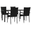 vidaXL Patio Dining Set Outdoor Dining Set Table and Chair Set for Garden - Black 63" Table Length 4 - 3 of 4