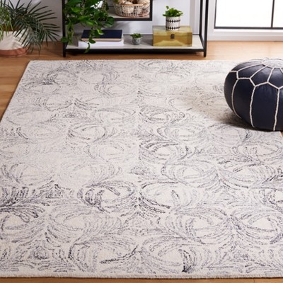 Ivory & Grey Handwoven Elegance 6' Square Wool-Silk Blend Rug