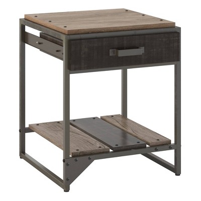 Refinery End Table with Drawer Rustic Gray/Charred Wood - Bush Furniture