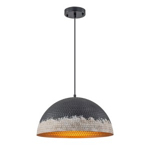 LLHZSY Industrial Hammered Dome Pendant Ceiling Light Fixture for Kitchen Island Dining Room - Antique Black and White - 15 7/10 W x 8 1/2"H - 1 of 4