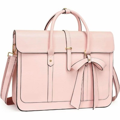 MaseiKar Laptop Bag for Women, 15-15.6 inch Laptop Shoulder Bags, 16 inch Messenger Bags Casual Handbag Work Briefcase Travel Computer Bag, Pink