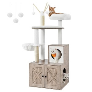 Feandrea WoodyWonders Cat Tree with Litter Box Enclosure, 2-in-1 Modern Tower, Furniture Hidden, Cat Condo with Scratching Posts - 1 of 4