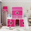 JUJABU Full Size Loft Bed with Slide Pink Tent and Tower - 3 of 4