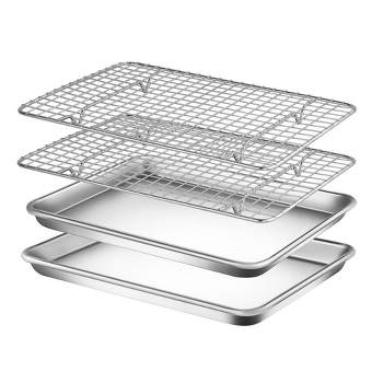 NutriChef Non Stick Baking Sheets, Cookie Pan Aluminum Bakeware with Cooling Rack, Professional Quality Kitchen Cooking Non-Stick Bake Trays